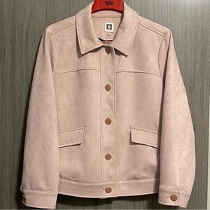 NWOT Anne Klein Faux-Suede Jacket - Pink Ballet & 5 Button - Size 1X